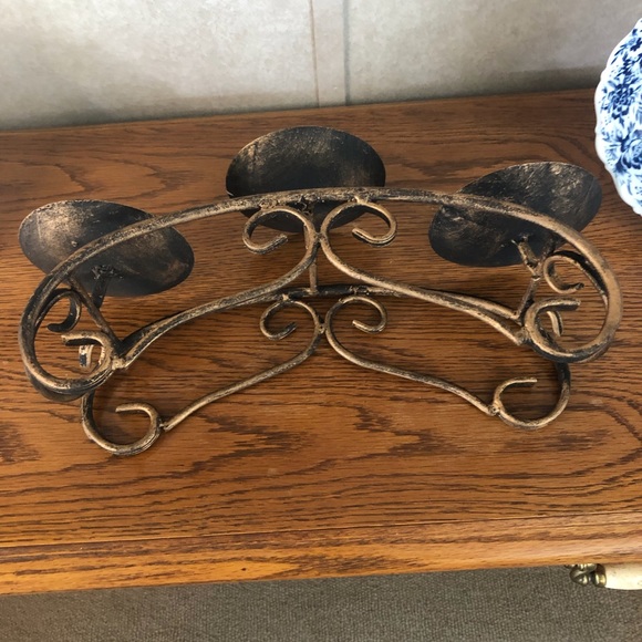 Wrought Iron Three Tier Pillar Candle Holder - Picture 3 of 3